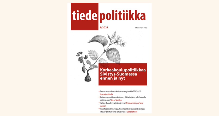 Tiedepolitiikka 1-2021 kansikuva, kuvassa kukka