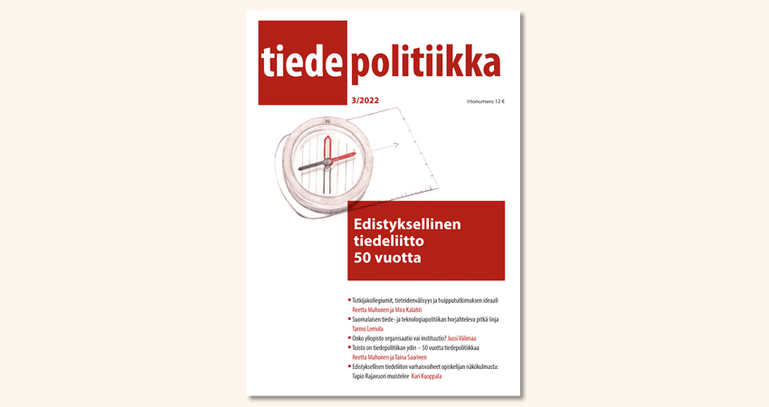 Tiedepolitiikka kansi, kuvassa komapssi